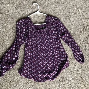 Off the shoulder maroon long sleeve shirt